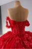 Haut de Gamme Rouge Perlage Perle Paillettes En Dentelle Fleur Appliques Robe De Bal 2024 Robe Boule De l'épaule Sans Manches Dos Nu Chapel Train Promo