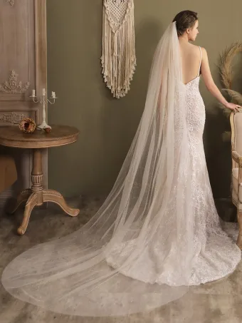 Modest Simple White Glitter Sweep Train 2 M Wedding Veils 2025