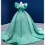 High-end Mint Green Prom Dresses 2022 Ball Gown Scoop Neck Puffy Short Sleeve Backless Chapel Train Formal Dresses