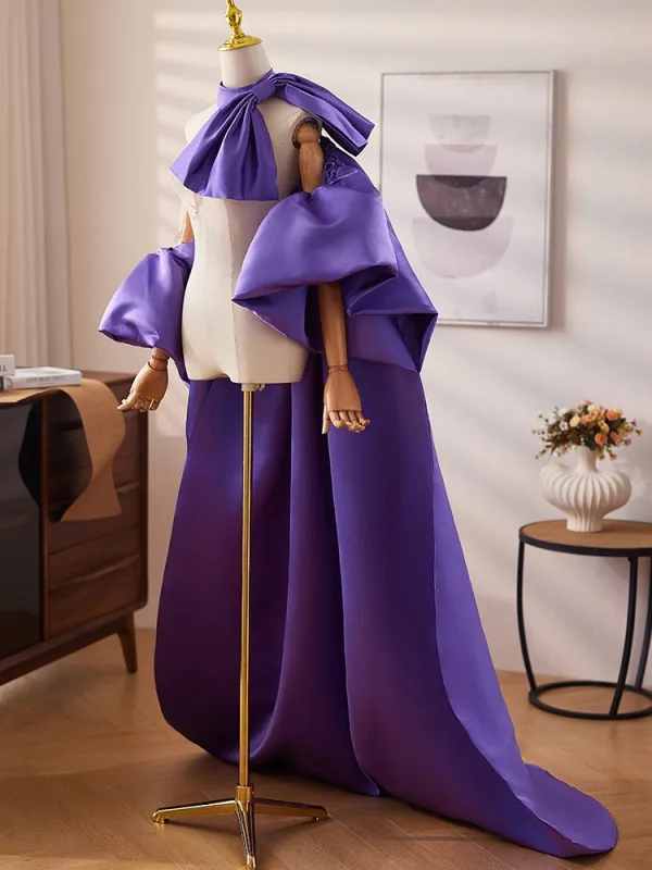 Vintage Purple Handgjort Satin Afton Bal Sjalar Jackor & Omslag 2024