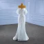 Charming White Trumpet / Mermaid Wedding Dresses 2022 Off-The-Shoulder Puffy Short Sleeve Backless Beading Pearl Sequins Floor-Length / Long Wedding