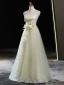 Chic / Beautiful Sage Green Sequins Appliques Prom Dresses 2024 A-Line / Princess Strapless Sleeveless Backless Bow Floor-Length / Long Prom Formal Dresses