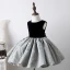 Chic / Beautiful Black Suede Birthday Flower Girl Dresses 2022 Ball Gown Scoop Neck Sleeveless Bow Floor-Length / Long Flower Girl Dresses