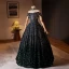 Sparkly Black Gradient-Color Sequins Prom Dresses 2024 Ball Gown Off-The-Shoulder Sleeveless Backless Floor-Length / Long Prom Formal Dresses