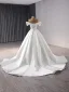 High-end Elegant White Lace Satin Wedding Dresses 2024 Ball Gown Off-The-Shoulder Sleeveless Court Train Prom