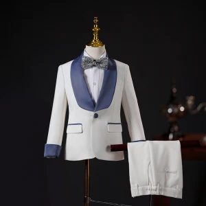 Fashion Ivory 4 Piece Prom Boys Wedding Suits 2023 Coat Pants Shirt Tie