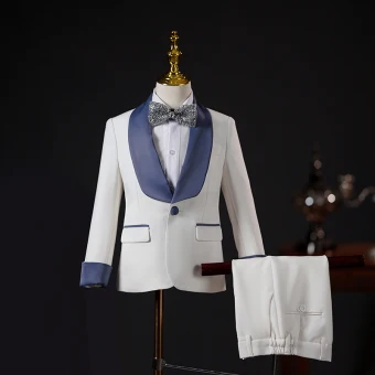 Fashion Ivory 4 Piece Prom Boys Wedding Suits 2023 Coat Pants Shirt Tie