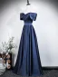Modest / Simple Black Evening Dresses  2026 A-Line / Princess Off-The-Shoulder Short Sleeve Backless Floor-Length / Long