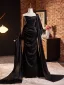 Audrey Hepburn Stil Sexet Sorte Fløjl Selskabskjoler Gallakjoler 2024 Havfrue Stropløs Ærmeløs Halterneck Feje tog Selskabs Kjoler