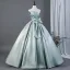 Elegant Lime Grøn Sløjfe Satin Gallakjoler 2026 Balkjole Off-The-Shoulder Kort Ærme Halterneck
