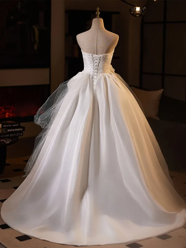 Vintage / Retro White Appliques Wedding Dresses 2025 Ball Gown Strapless Sleeveless Backless Floor-Length / Long Wedding