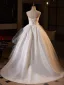 Vintage / Retro White Appliques Wedding Dresses 2025 Ball Gown Strapless Sleeveless Backless Floor-Length / Long Wedding