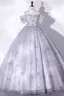Chic / Beautiful Grey Butterfly Prom Dresses 2022 Ball Gown Off-The-Shoulder Short Sleeve Backless Floor-Length / Long Prom Formal Dresses