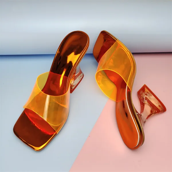 Fashion Transparent Silver Street Wear Summer Womens Sandals 2022 8 cm Stiletto Heels Crystal Open / Peep Toe Sandals High Heels