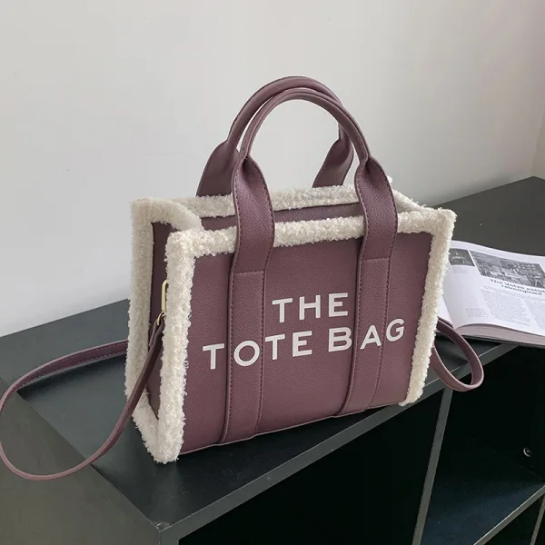 Fashion Letter Graphic Women Tote Bag Women's Bags Brown Shoulder Bags Woolen PU Dating Handbag 2023