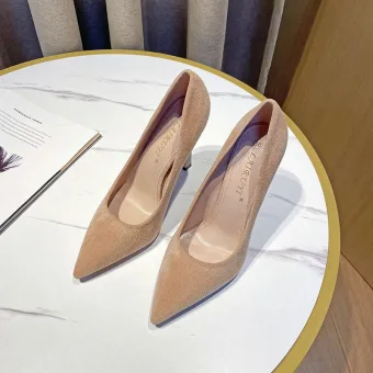 Fine Kontor Ol Aprikos Suede Pumps 2022 10 Cm Stiletthæler Spisse Pumps Høyhælte