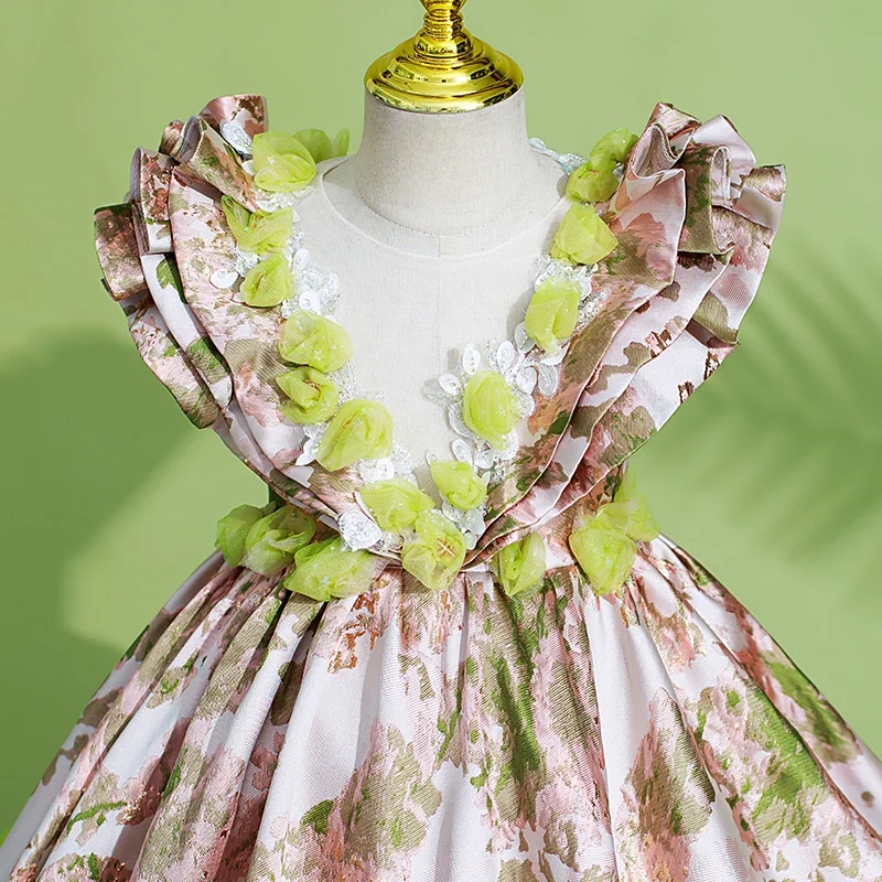 Inhabituel Vert Lime Volants en Cascade Anniversaire Robe Ceremonie ...