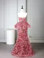 Fancy Blushing Pink Multi-Colors Floral Prom Dresses 2025 Trumpet / Mermaid Strapless Sleeveless Backless Floor-Length / Long Formal Dresses
