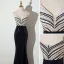 Sexy Argenté Bleu Marine Paillettes Robe De Soirée 2022 Trompette / Sirène Bretelles Spaghetti Sans Manches Dos Nu Fendue devant Longue Robe De Ceremonie