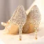 Charming Gold Crystal Wedding Shoes Wedding 2023 Rhinestone Leather 8 cm Stiletto Heels Pointed Toe Pumps High Heels