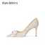 Charming Bling Bling Gold Pearl Sequins Rhinestone Wedding Shoes 2023 Leather 8 cm Stiletto Heels Pointed Toe Wedding Pumps High Heels