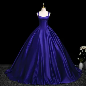 Elegant Vintage Retro Purple Prom Dresses 2025 Ball Gown Spaghetti Straps Sleeveless Backless Floor Length Long Formal Dresses