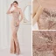 Sexy Blanche Paillettes Fendue devant Robe De Soirée 2022 Trompette / Sirène Une épaule Sans Manches Dos Nu Longue Soirée Robe De Ceremonie