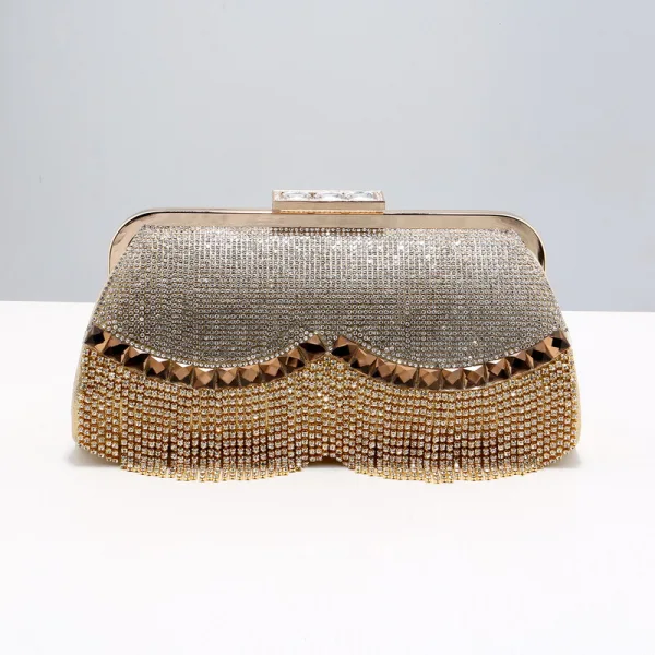 Sparkly Gold Rhinestone Evening Party Handbag Clutch Bags 2023 Alloy
