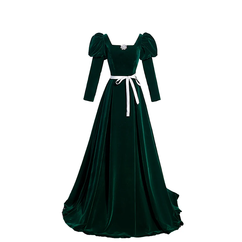 knee length dresses for ladies Berylove Women Dark Green Work Dress Long Sleeve Pencil Velvet Holiday Dress