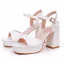 Minimalistisch Weiß Knöchelriemen Brautschuhe 2025 9 cm Thick Heels Peeptoes Hochzeit Sandaletten Hochhackige