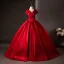 Chic / Beautiful Red Beading Prom Dresses 2025 Ball Gown V-Neck Short Sleeve Backless Floor-Length / Long Formal Dresses