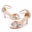 Charmant Weiß Strass Brautschuhe 2023 7 cm Stilettos Peeptoes Hochzeit Sandaletten Hochhackige
