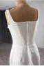 Haut de Gamme Blanche Paillettes Fleur Satin Robe De Mariée 2024 Trompette / Sirène Encolure Carrée Sans Manches Dos Nu Chapel Train Mariage