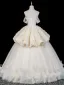 Zauberhaft Champagner Applikationen Spitze Blumen Ballkleider 2026 Ballkleid Off Shoulder Ärmellos Rückenfreies Lange Festliche Kleider