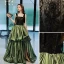 Fashion Clover Green Satin Ruffle Prom Dresses 2022 A-Line / Princess Spaghetti Straps Sleeveless Backless Lace Flower Floor-Length / Long Formal Dresses