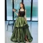 Fashion Clover Green Satin Ruffle Prom Dresses 2022 A-Line / Princess Spaghetti Straps Sleeveless Backless Lace Flower Floor-Length / Long Formal Dresses