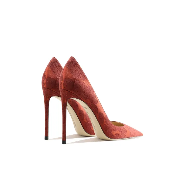 Schöne Burgunderrot Abend Satin Pumps 2024 10 cm Stilettos Spitzschuh Pumps Hochhackige
