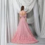 High End Rosa Abendkleider 2022 A Linie Off Shoulder Handgefertigt Perlenstickerei Strass Pailletten Ärmellos Rückenfreies Rüschen Sweep / Pinsel Zug Abend Festliche Kleider