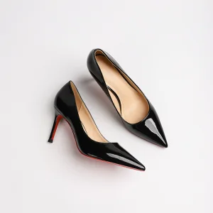 Sexy Black Evening Party Patent Leather Red Sole Pumps 2023 Leather 10 Cm Stiletto Heels Pointed Toe Pumps High Heels