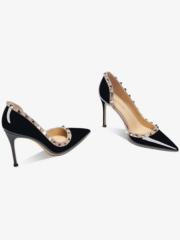 Sexy Bordeaux Avond Klinknagel Pumps 2025 Leer 10 cm Naaldhakken / Stiletto Spitse Neus Pumps Hoge Hakken