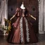 Vintage / Retro Medieval Coffee Appliques Lace Flower Ruffle Prom Dresses 2026 Ball Gown Square Neckline Short Sleeve Backless Floor-Length / Long Formal Dresses
