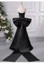 Style Audrey Hepburn Noire Satin Robe De Bal 2024 Trompette / Sirène Bustier Sans Manches Dos Nu Noeud Train De Balayage Promo Robe De Ceremonie