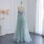Sexy Mint Green Beading Sequins Prom Dresses 2024 A-Line / Princess Spaghetti Straps 3/4 Sleeve Backless Floor-Length / Long Prom Formal Dresses