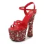 Glitzernden Schwarz Sexy Abend Strass Sandalen Damen 2023 Knöchelriemen 14 cm Thick Heels Peeptoes Sandaletten Hochhackige