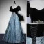 Elegant Black Suede Prom Dresses 2022 Satin A-Line / Princess Square Neckline Puffy Short Sleeve Backless Floor-Length / Long Formal Dresses
