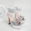 Sexy Argenté Soirée Sandales Femme 2022 Bride Cheville Faux Diamant Noeud 14 cm Talons Aiguilles Peep Toes / Bout Ouvert Sandales Talons Hauts