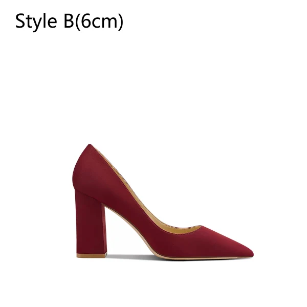 Chic / Beautiful Burgundy Prom Leather Pumps 2024 8 cm Block Heels Pointed Toe High Heels