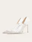 Mooie / Prachtige Witte Rhinestone Bruidsschoenen 2025 Leer 10 cm Naaldhakken / Stiletto Spitse Neus Huwelijk Pumps Hoge Hakken