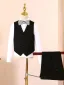 Sexy Gris Paillettes 5 pièces Manches Longues Costume Garçon Mariage 2025 Manteau Pantalon Chemise Cravate Gilet Mariage