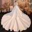 Vintage / Retro Ivory Ball Gown Wedding Dresses 2021 Crossed Straps Satin Lace High Neck 1/2 Sleeves Chapel Train Bridal Wedding